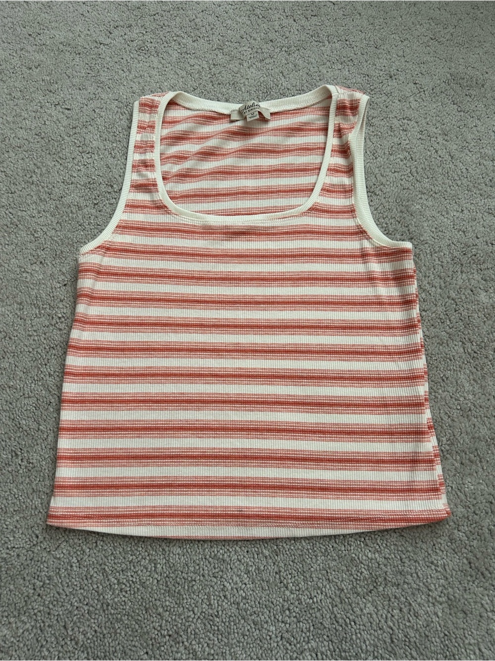 Women's Striped Orange & White Scoop Neck Tank Top